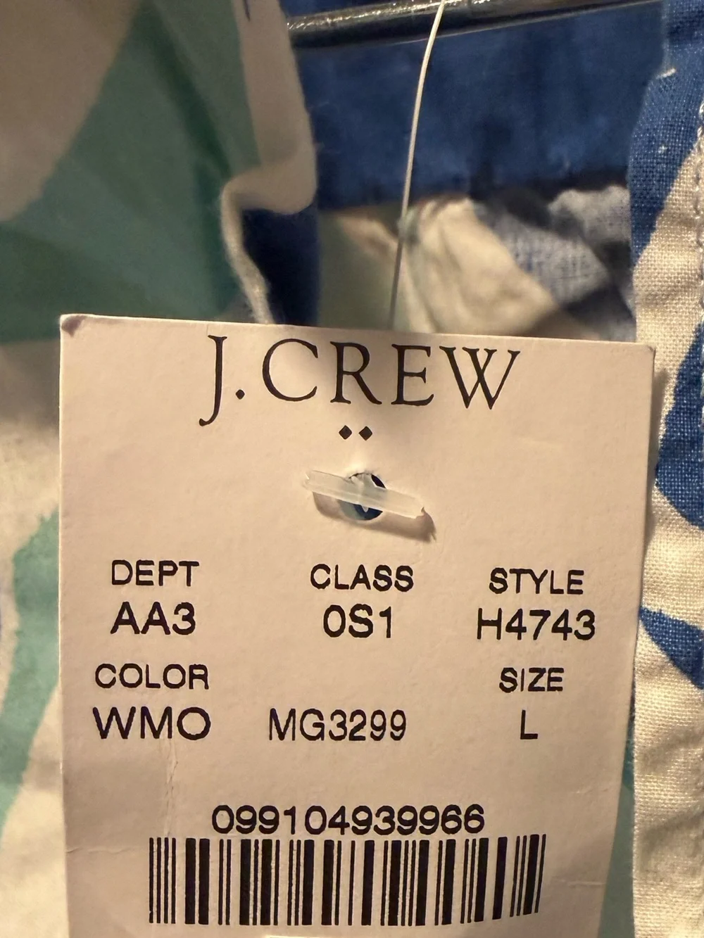 J. Crew Short-Sleeve Button-Down in Blue, Teal and White Circular Print